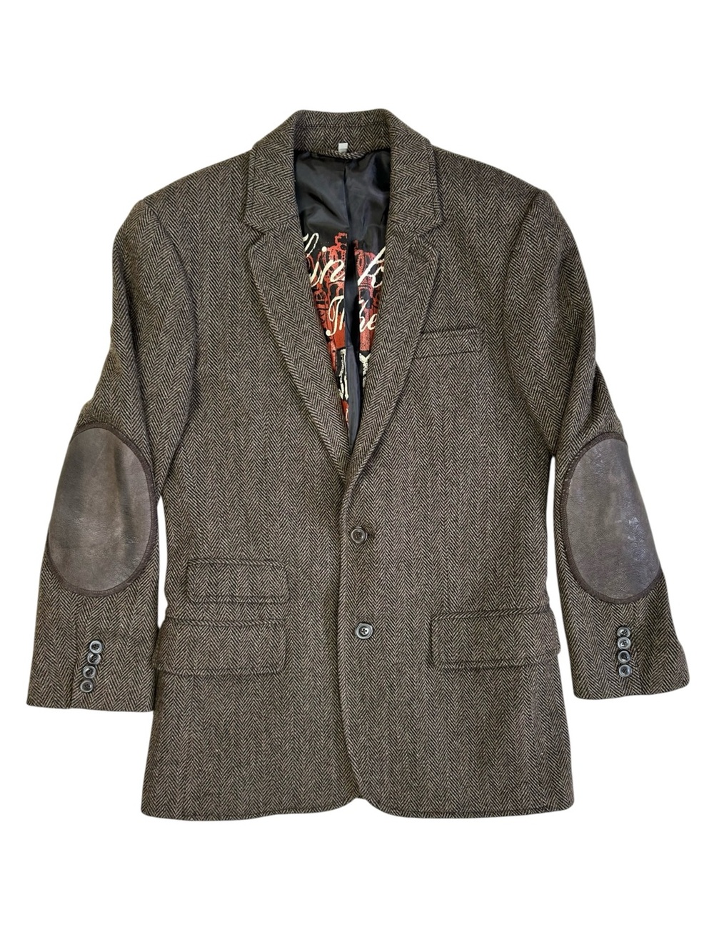 Y2k Juicy Couture Brown Herringbone Wool Blazer size 38
